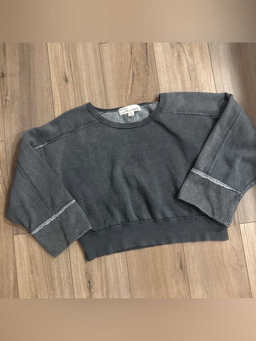 Vintage Havana Washed Charcoal Cropped Sweatshirt